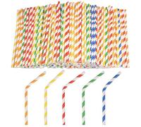 Dhaikkkd 200 Drinking Straws Paper Flexible Straw Biodegradable Children's Drinking Tube Colourful Paper Straws 19.7 cm x 6 mm Straw