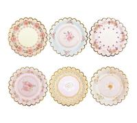 DHAIQC 48 PCS Vintage Floral Paper Plates 17.8 cm, Scalloped Flower Party Plates Disposable Cake Dessert Plates for Afternoon Tea Birthday Bridal Shower Baby Shower Wedding Party Decorations (Floral)