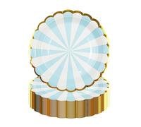 DHAIQC 50 Pcs Blue Party Paper Plates 7-Inch, Disposable Paper Plates with Gold Foil Scalloped Edge, Birthday Party Tableware for Picnic, Happy Birthday, Wedding, Party Supplies (Blue)