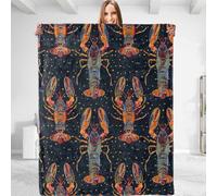 dhakalrlde Aesthetic Lobster Throw Blanket - Plush, Soft, Comfy, Lightweight, Warm, Fuzzy, Cozy and Charming Flannel Blanket Perfect for Couch, Travel, Bed, Office, Outdoor - 50in×60in