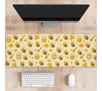 dhakalrlde Cute Bee Honey Mouse Pad,Jar Comb Dipper Non Slip Rubber Base Mousepads,Desktop Decor for Laptop Gifts,Cartoon Insect Office Supplies Accessories,31.5x11.8x0.12 inches Large Desk Mat