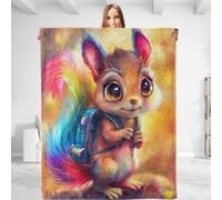 dhakalrlde Cute Squirrel Blanket - Soft Plush, Lightweight, Warm, Fuzzy Anti-Pilling Flannel Blanket for Couch, Bedroom, Travel, Bed - Comfy for Men & Women 50in×40in