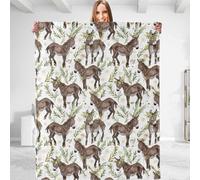 dhakalrlde Donkey Themed Throw Blanket - Plush, Soft, Comfy, Lightweight, Warm, Fuzzy, Cozy and Charming Flannel Blanket Perfect for Couch, Travel, Bed, Office, Outdoor - 80in×60in