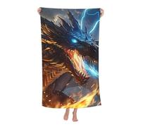 dhakalrlde Fierce Dragon Beach Towel - 32×52in Microfiber Large Lightweight Quick Dry Bath Pool Swim Epic Fantasy Art Towel for Women Adults Kids, Absorbent Sand Proof Soft Towels for Travel Sports
