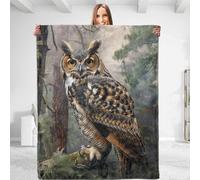 dhakalrlde for Majestic Forest Owl Throw Blanket - Soft, Plush, Comfy, Lightweight, Warm, Fuzzy, Anti-Pilling Flannel, Ideal for Couch, Bedroom, Travel, Living Room for Men and Boys 80in×60in