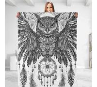 dhakalrlde for Majestic Owl Dreamcatcher Throw Blanket-Ultra-Soft Flannel, Comfortable, Lightweight, Warm & Fuzzy, Perfect for Couch, Bedroom, Travel, and Living Room Ideal Gift 50in×40in