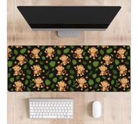 dhakalrlde Jungle Monkey Leaf Mouse Pad,Cartoon Gorilla Non Slip Rubber Base Mousepads,Desktop Decor for Laptop Gifts,Tropical Forest Office Supplies Accessories,31.5x11.8x0.12 inches Large Desk Mat