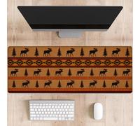dhakalrlde Moose Pine Tree Mouse Pad,Minimal Deer Non Slip Rubber Base Mousepads,Desktop Decor for Laptop Gifts,Rustic Cabin Office Supplies Accessories,31.5x11.8x0.12 inches Large Desk Mat