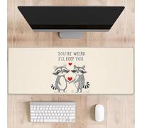 dhakalrlde Warm Raccoon Couple Mouse Pad,Heart Quote Non Slip Rubber Base Mousepads,Desktop Decor for Laptop Gifts,Funny Sketch Office Supplies Accessories,31.5x11.8x0.12 inches Large Desk Mat