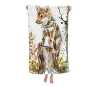 dhakalrlde Watercolor Wolf Cub Beach Towel - 32×52in Microfiber Large Lightweight Quick Dry Bath Pool Cute Wilderness Art Towel for Adults Kids, Absorbent Sand Proof Soft Towels for Travel Sports