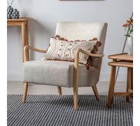 Dhamtari Mid Century Linen Armchair with Solid Oak Frame Natural