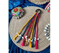 DHANABAPA Boho Hair String For Girl | Traditional Design with Vibrant Yellow, Pink, Blue & Red Threads | Unique Handmade Boho Hair Extension | Gift | Navratri Special | Chotali | 1 Pcs - MultiColor.