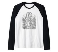 Dhanvantari Hindu Healing Deity Ayurveda Sacred Line Art Raglan Baseball Tee