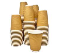 DHANZIPAK 100 x Premium Kraft 12 Ounce (12oz) Ripple 3 Ply Disposable