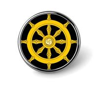 Dharma Wheel Ancient India Enamel Lapel Pin Round Badge Brooches for Women Men Jewelry Backpack Hats Decor