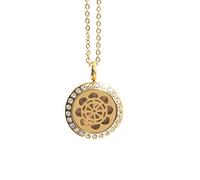 Dharma Wheel | Aromatherapy Oil Diffuser Gold Necklace Locket with Pad