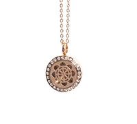 Dharma Wheel | Aromatherapy Oil Diffuser Rose Gold Necklace Locket with Pad