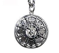 Dharma Wheel Buddhist Living in Balance Pendant Necklace for Men, Yoga Jewelry,