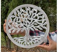 DharmaObjects Handcrafted Wooden Tree Of Life Wall Decor Hanging Art (White)