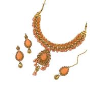 Dharmjivan Enterprise Gold Plated Kundan Choker & Maangtika and Earrings Jewelry Set | Ideal for Weddings, Festivals, and Parties Jewelry For Women's