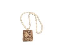 Dharmsaar Ltd Jai Shree Bhageshwar Dham Mala Square Cylindrical Round White Beads Hanuman ji Standing,Handmade Locket With Balaji Carving And Tulsi Beads Mala For Men Women