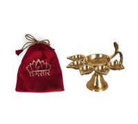 Dharmsaar Ltd Panch Aarti Diya with Handle Big Size,Panchmukhi Diya for Puja Brass,5 Batti Oil Pital Jyot Deepak for Diwali,Navratri,Festival & Temples Poojan DH-DIYA-07