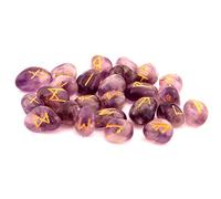 Dharohar Handicrafts Runes and Healing Stones Set, Wicca Divination Stones, Viking and Pagan Supplies, Runes for Beginners, Amethyst