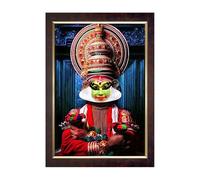 Dharvika Innovations Kerala Traditional art Kathakali Photo Frame, Copper Gold, Sparkle Coated Lamination 2241 11 x 14 Inch