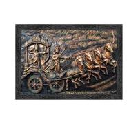 Dharvika Innovations Krishna Arjun Mahabharat Rath Painting Vinyl Sparkle Coated Home Decorative Gift Item with Synthetic Frame-2587 (14x20 Inch)