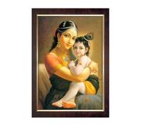 Dharvika Innovations Maa Yashoda with Kanha Photo Frame/Bal Krishna Photo Frame for Pregnant Women/Maa Yashoda with Bal Krishna Photo Frame - (14x20 Inch, Brown)