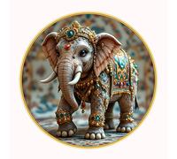 Dharvika Innovations Vastu Elephant Photo Frame, 16x16 Inch, Sparkle Laminated 52017