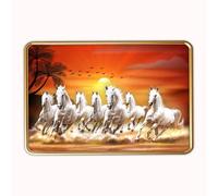 Dharvika Innovations Vastu Seven Running Horses Photo Frame, Gold Slim, 18x24 Inch, Sparkle Laminated 8433