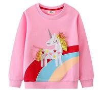 DHASIUE Baby Girls Sweatshirt Jumper Unicorn Applique Long Sleeved Tops T-Shirt Casual Cotton Tee Kids Toddler Pullover Clothes Age 6-7 Years