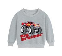 DHASIUE Boy Big Brother Jumper Outfit Long Sleeve Top Cotton Monster Truck Baby Boy Crew Neck Sweatshirt Grey 2-3 Years