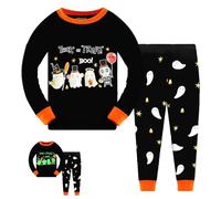 DHASIUE Boys Girl Pyjamas Halloween Kids Pjs Set Trick or Treat Ghost Nightwear Toddler Long Sleeve Glow in The Dark Sleepwear Outfits 3-4 Years