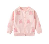 DHASIUE Girls Cardigan Winter Rabbits Button Down Uniform Sweater Kid Girl Knitted Schoolwear Pink 7 Years