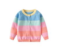 DHASIUE Girls Knit Cardigan Rainbow Color Stripe Button Down Winter Fall Schoolwear Kid Girl Cardigans Knitwear 7 Years