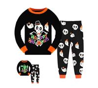 DHASIUE Halloween Pjs for Boy Girls Skeleton Ghost Happy Halloween Pyjamas Sleepwear Cotton Glow in The Dark Kids Nightwear Clothes Outfit 4-5 Years