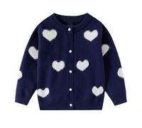 DHASIUE Kid Girls Cardigan Heart Jacquard Cotton Button Down Long Sleeve Sweater Toddler Knitted Cardigans Purple 3 Years