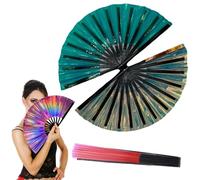 DHASUWT Fans for Line Dancing, Boots on The Ground Fan, Large Holographic Laser Colors Folding Hand Rave Fan Clap Fans, for Line Dancing Disco Party Pop Wedding Performance (C11)
