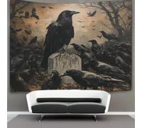 DHBANEIOK 3D Crow Print Wall Blanket Home Decoration Bedding Poster Wall Art Tapestry Wall Hanging Tapestries Soft Polyester for Living Room Bedroom Dorm Deco 130cmx150cm