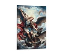 DHBANEIOK Angel Battling Dragon Wall Decor Poster Canvas Prints Picture Modern Canvas Wall Art Picture Wall Hanging for Bedroom Living Room Decor 12x18inch(30x45cm)