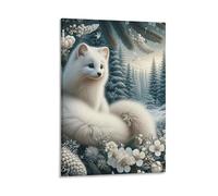 DHBANEIOK Arctic Fox Winter Scene Wall Decor Poster Giclee Canvas Prints Modern Wall Art Picture Wall Hanging for Home Decorations 24x36inch(60x90cm)