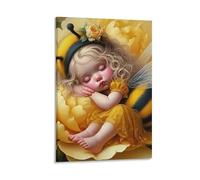 DHBANEIOK Baby Bee Sleeping Poster Artwork Giclee Canvas Prints Modern Canvas Wall Art Picture Wall Hanging for Bedroom Living Room Decor 20x30inch(50x75cm)