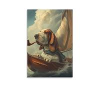 DHBANEIOK Basset Hound Dog Canvas Wall Art Customised Personalised Photo on Canvas for Bedroom Room Picture Digitally Printed 24x36inch(60x90cm)