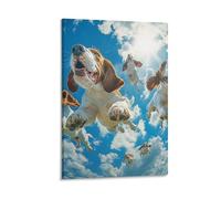 DHBANEIOK Beagle Dogs Canvas Wall Art Customised Personalised Photo on Canvas for Bedroom Room Picture Digitally Printed 08x12inch(20x30cm)