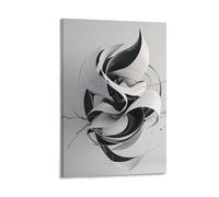 DHBANEIOK Black And White Abstract Art Canvas Wall Art Customised Personalised Photo on Canvas for Bedroom Room Picture Digitally Printed 12x18inch(30x45cm)