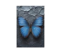 DHBANEIOK Blue Butterfly Art Canvas Prints of Modern Stretched Giclee Artwork Pictures Paintings on Canvas Wall Art for Bedroom Home Office Decorations 08x12inch(20x30cm)