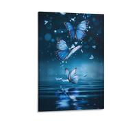 DHBANEIOK Blue Butterfly Canvas Print Colourful Wall Art -Modern Room Bedroom Piece Home Decor Interior Design 16x24inch(40x60cm)