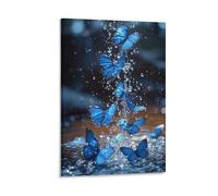 DHBANEIOK Blue Butterfly Wall Art Canvas Print Painting Wall Decor Set of Ornaments for Walls Bedroom Living Room 16x24inch(40x60cm)